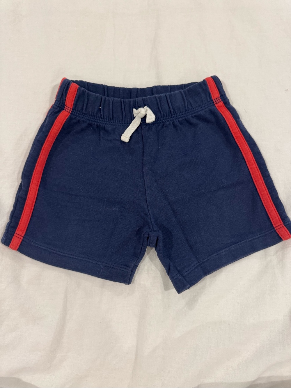 Carter's Navy Shorts with Red Side Stripes and White Drawstring